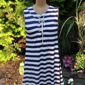 Sleeveless Striped Summer Dress/Beach Cover Up